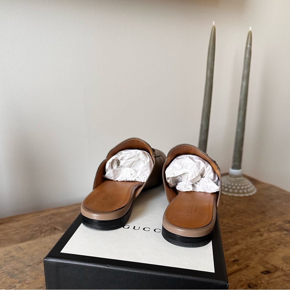 Gucci Women's Princetown Slipper Mule Loafer in Taupe - Picture 8 of 17